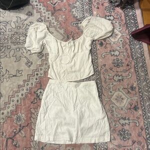 Abercrombie & Fitch White Blouse & Skirt Set, size Small, linen blend